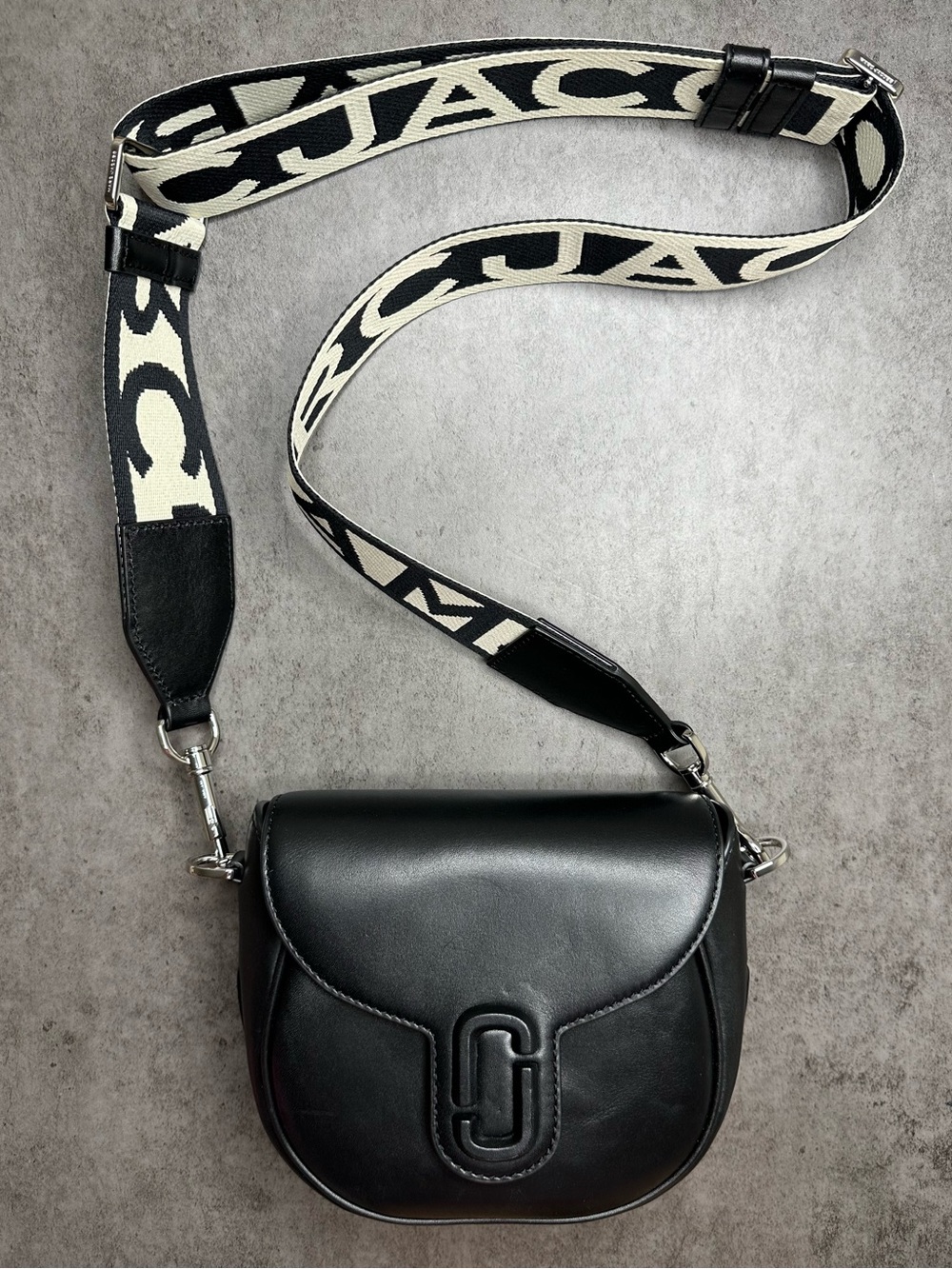 Marc Jacobs The Covered J Marc Saddle Bag Black Leather Crossbody